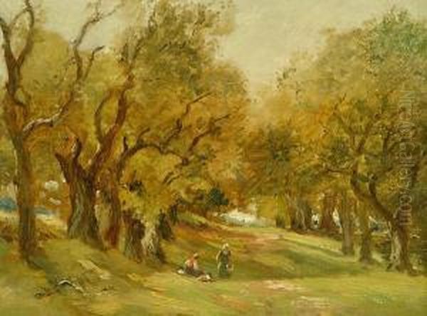 Figures In A Woodland Glade Oil Painting by William Manners