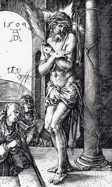 Man Of Sorrows By The Column (Engraved Passion) Oil Painting by Albrecht Durer