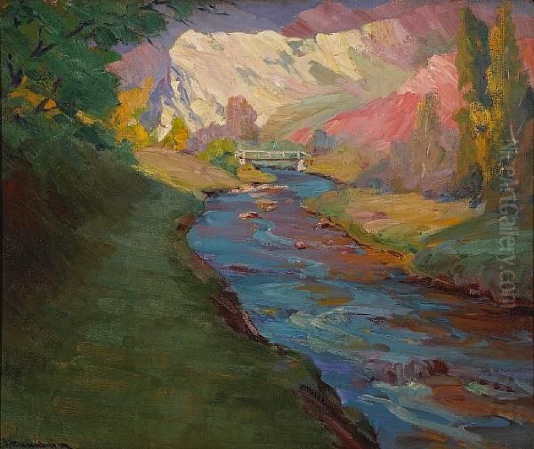 Turquoise Creek Oil Painting by Jean Mannheim