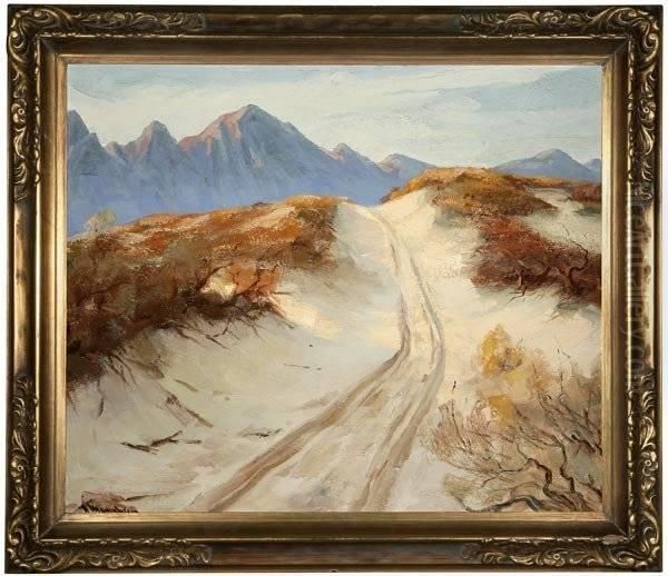 Road Through A Desert Landscape Oil Painting by Jean Mannheim