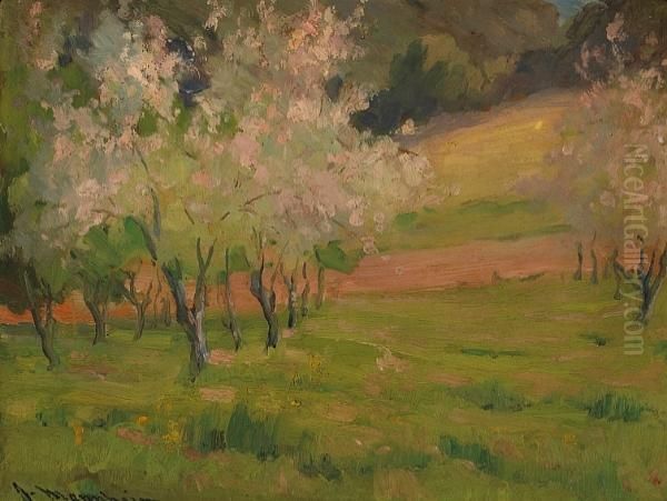 Springtime Orchard Oil Painting by Jean Mannheim