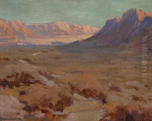 Sun And Shadow In A Desert Valley Oil Painting by Jean Mannheim