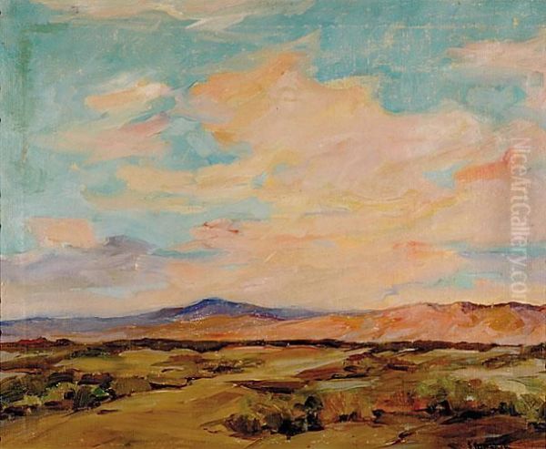 Desert Sunset Landscape Oil Painting by Jean Mannheim