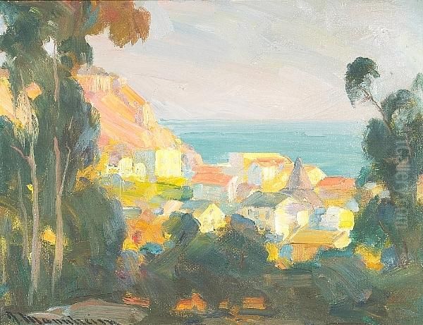 Sunset On The Santa Monica Bluffs Oil Painting by Jean Mannheim