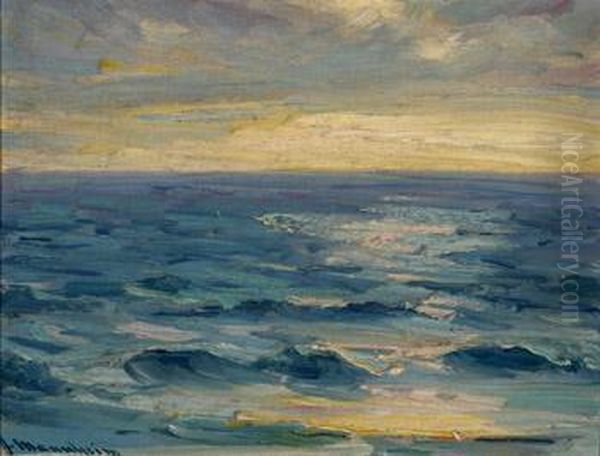 California Coastal View At Sunset Oil Painting by Jean Mannheim