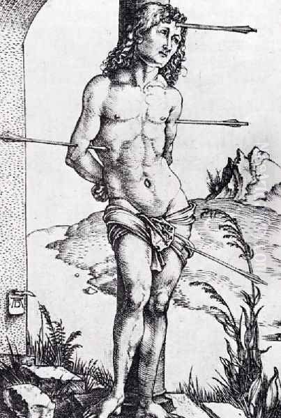 St Sebastian At The Column Oil Painting by Albrecht Durer