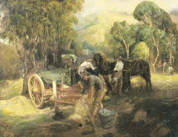 Dairy Farm In The Arroyo Seco Oil Painting by Jean Mannheim