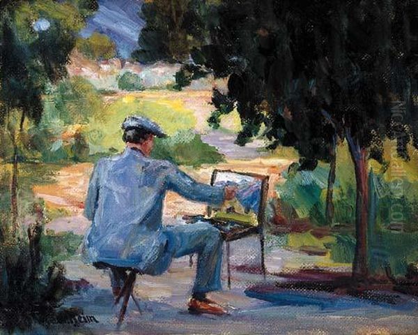 Self Portrait, The Artist At Work Oil Painting by Jean Mannheim