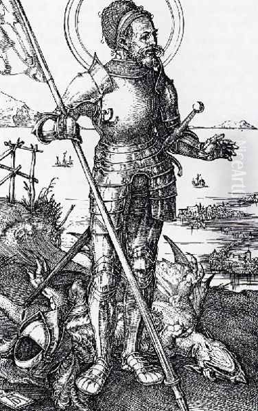 St George On Foot Oil Painting by Albrecht Durer