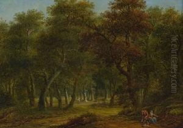 Waldlandschaft. Oil Painting by Franz Joseph Manskirch