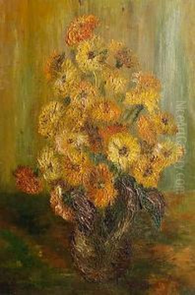 Vase Of Marigolds Oil Painting by James Bolivar Manson