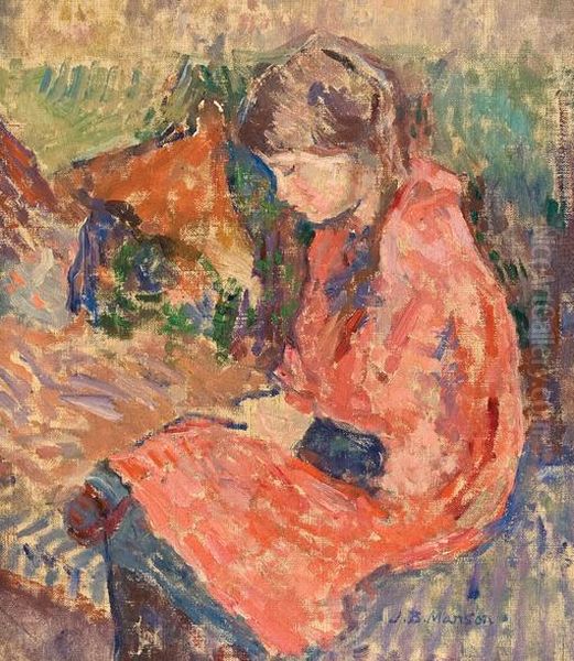 Girl Reading Oil Painting by James Bolivar Manson