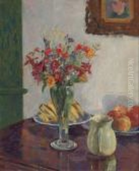 Flowers And Fruit Oil Painting by James Bolivar Manson