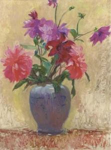 Dahlias Oil Painting by James Bolivar Manson