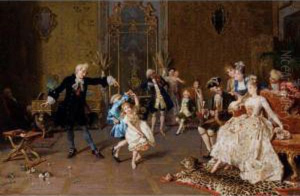 The Dancing Lesson Oil Painting by Giocomo Mantegazza