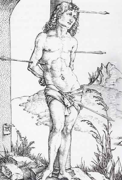 St Sebastian At The Column First State Oil Painting by Albrecht Durer