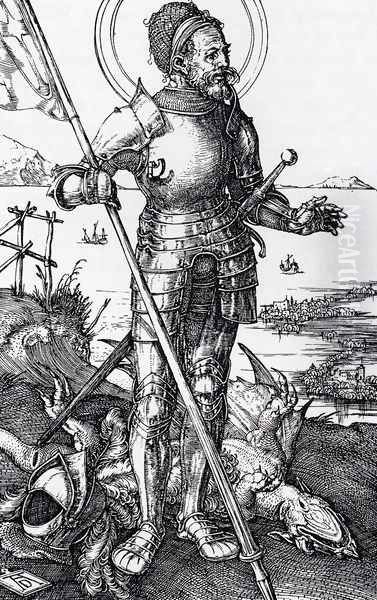 St. George On Foot Oil Painting by Albrecht Durer