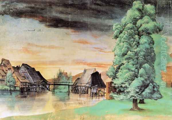 Willow Mill Oil Painting by Albrecht Durer