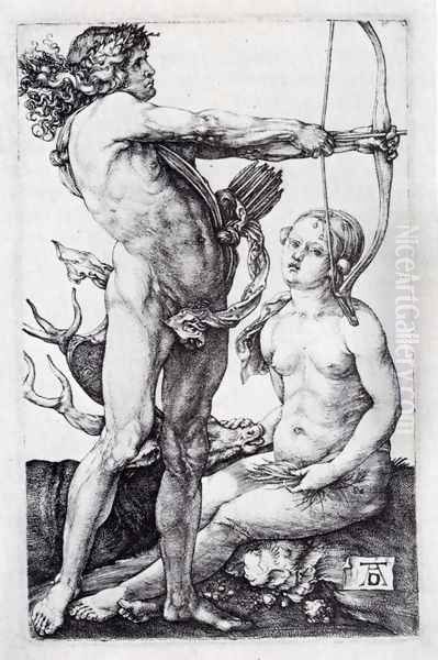 Apollo And Diana Oil Painting by Albrecht Durer