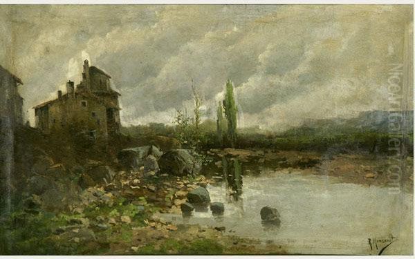 Paisaje Con Casas. Oil Painting by Ricardo Manzanet