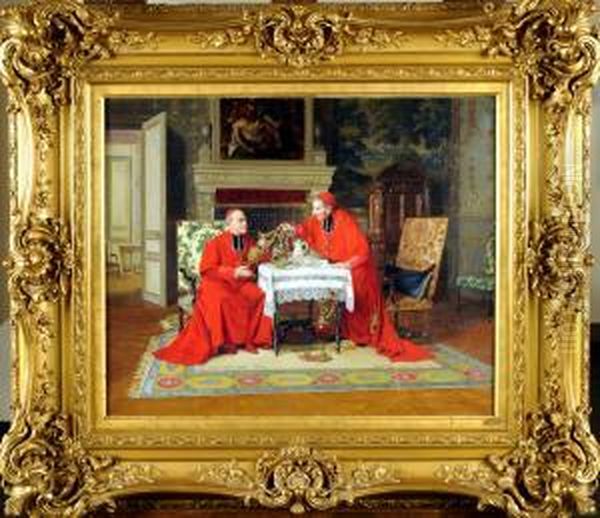 Deux Cardinaux, Avec Aiguiere Oil Painting by Victor Marais-Milton