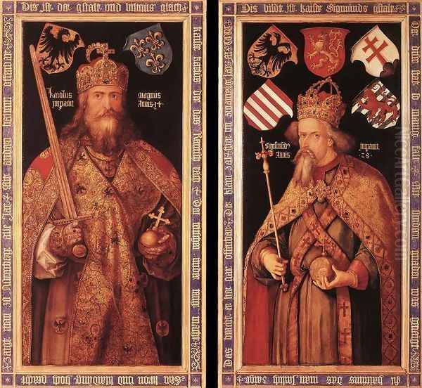 Emperor Charlemagne and Emperor Sigismund Oil Painting by Albrecht Durer