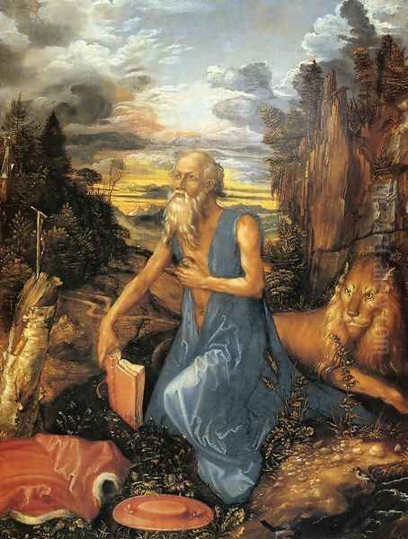 St. Jerome in the Wilderness Oil Painting by Albrecht Durer