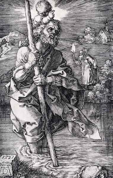 St. Christopher Facing To The Right Oil Painting by Albrecht Durer