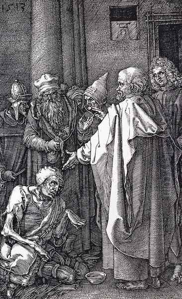 St. Peter And St. John Healing The Cripple Oil Painting by Albrecht Durer