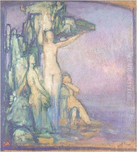 Sirene Et Poete Oil Painting by Pierre Amedee Marcel-Beronneau