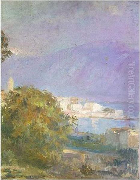 Cote De 'corse-mediternea' Oil Painting by Pierre Amedee Marcel-Beronneau