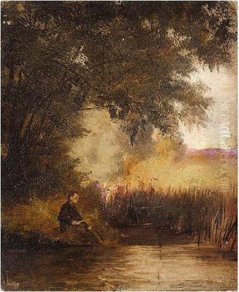 Le Pecheur Oil Painting by Pierre Amedee Marcel-Beronneau