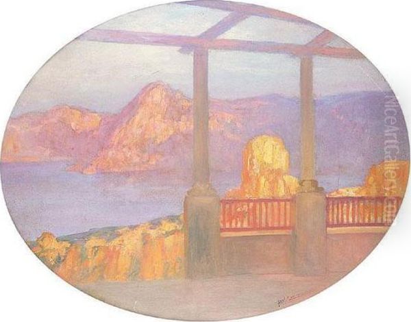 Terrace In Corsica Oil Painting by Pierre Amedee Marcel-Beronneau