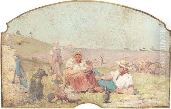 Le Repose Au Laboureur Oil Painting by Pierre Amedee Marcel-Beronneau