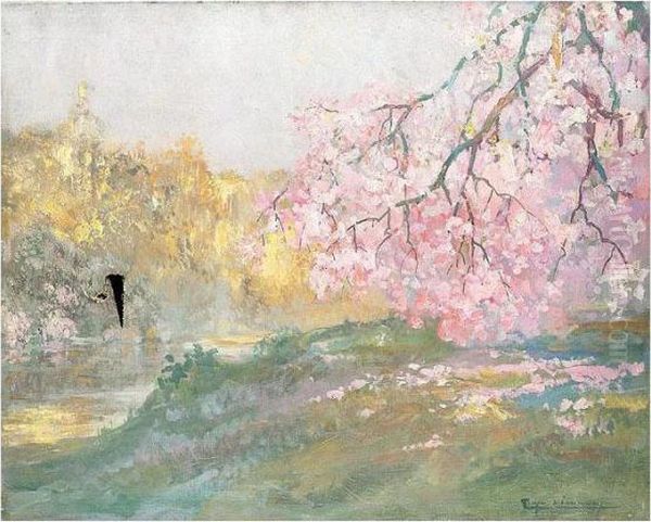 Cherry Blossom Oil Painting by Pierre Amedee Marcel-Beronneau