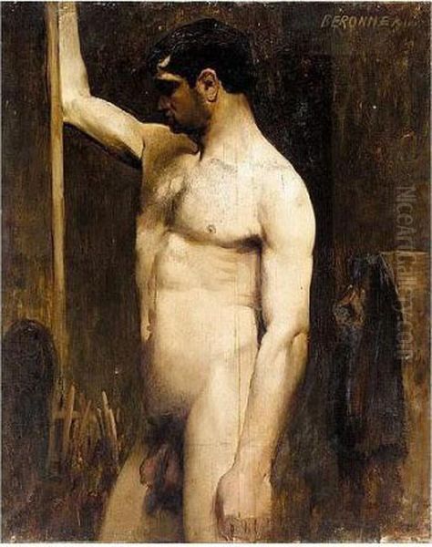 Male Nude In The Studio Of Gustave Moreau Oil Painting by Pierre Amedee Marcel-Beronneau