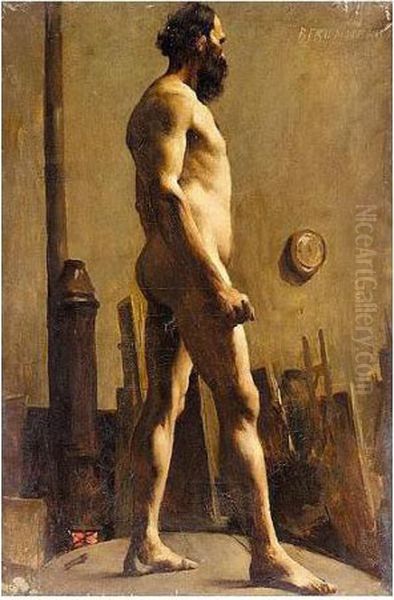 Male Nude In The Studio Of Gustave Moreau Oil Painting by Pierre Amedee Marcel-Beronneau