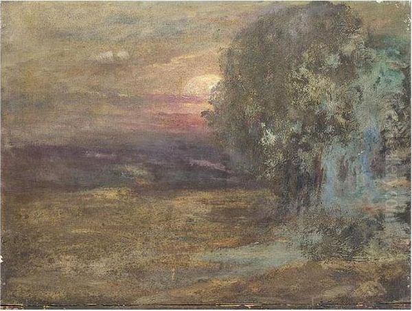 Sunset Landscape Oil Painting by Pierre Amedee Marcel-Beronneau