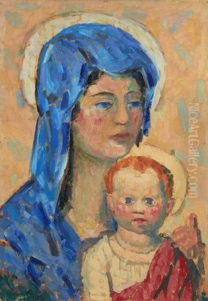 Vierge A L'enfant Oil Painting by Jules Oury, Dit Marcel-Lenoir