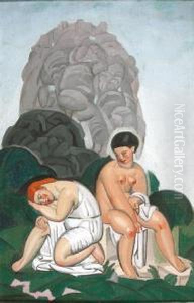 Baigneuses Cubistes Oil Painting by Jules Oury, Dit Marcel-Lenoir