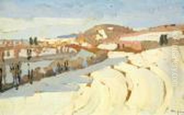 Paysage Enneige Oil Painting by Jules Oury, Dit Marcel-Lenoir