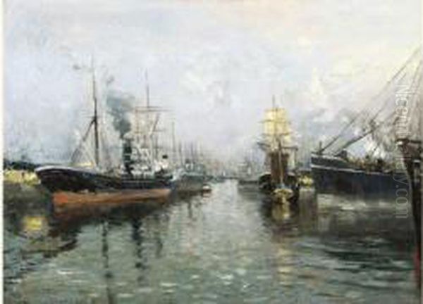 Havenzicht Oil Painting by Alexandre Marcette