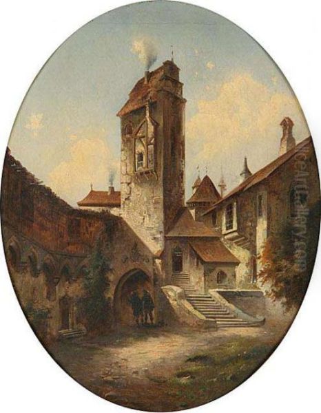 A Town Gate Oil Painting by Andre Marchand