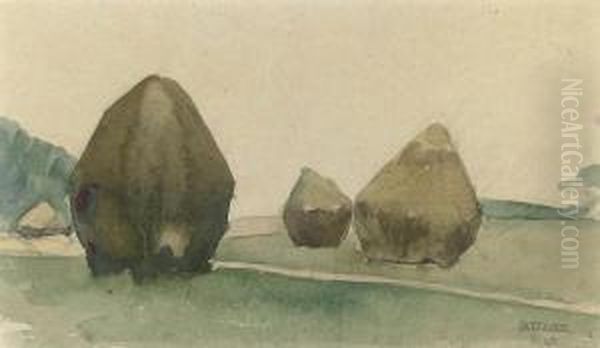 Haystacks Oil Painting by Jean Hippolyte Marchand