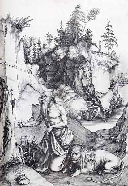 St. Jerome Penitent In The Wilderness Oil Painting by Albrecht Durer