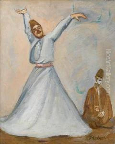 A Dancing Dervish Oil Painting by Jean Hippolyte Marchand