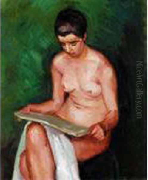 Nue Assise Oil Painting by Jean Hippolyte Marchand