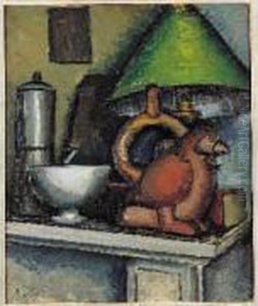 Nature Morte A La Lampe Oil Painting by Jean Hippolyte Marchand