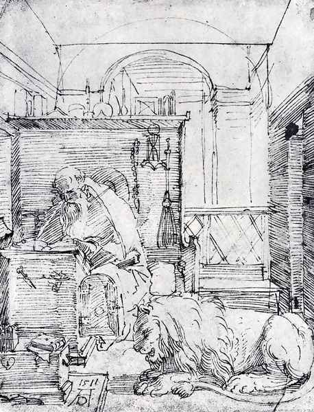 St. Jerome In His Study Oil Painting by Albrecht Durer