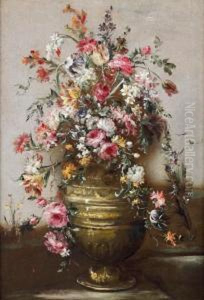 Natura Morta Di Fiori In Un Vaso Oil Painting by Elisabetta Marchioni Active Rovigo